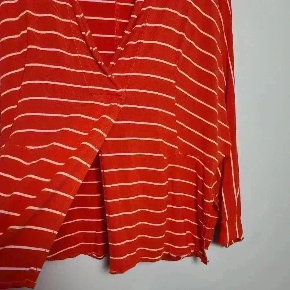 Free People We The Free Can't Fool Me Striped Orange and White Tee Size Small